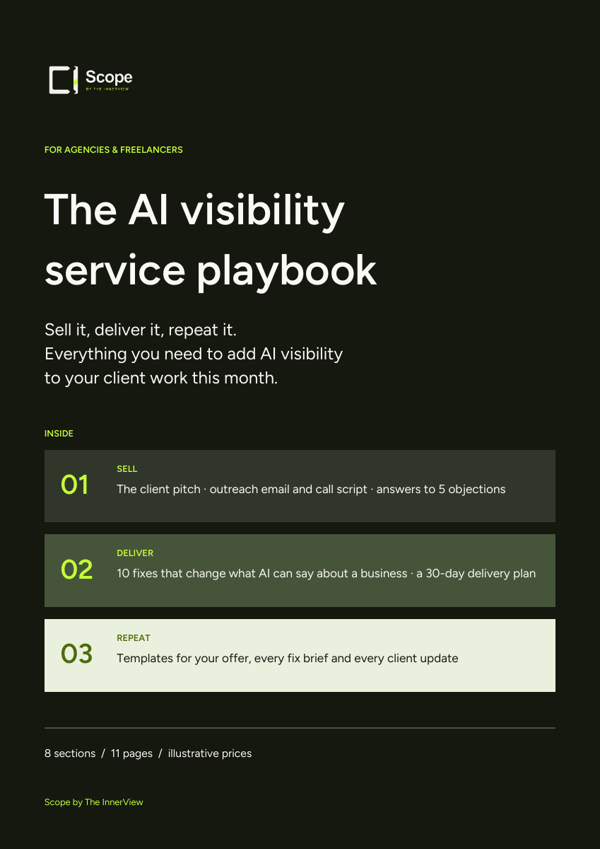 Cover of The AI visibility service playbook by Scope